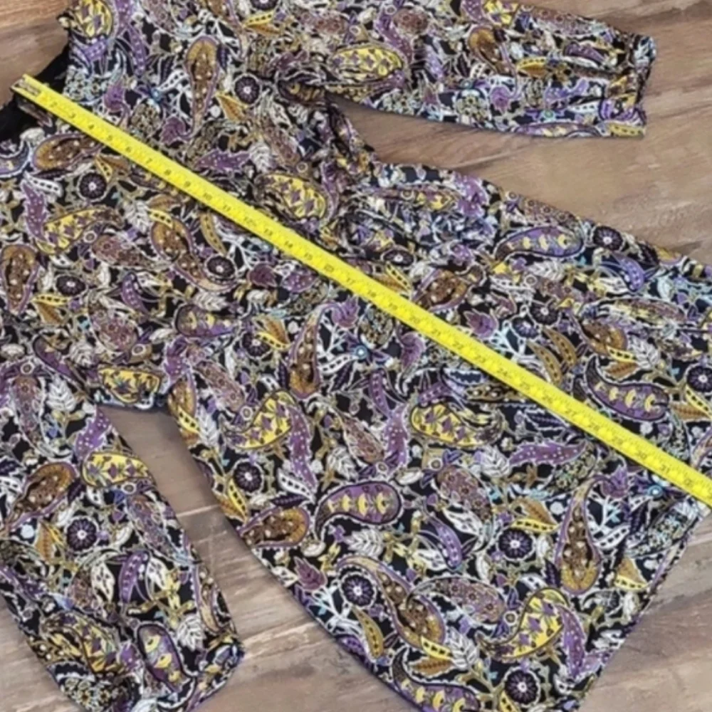 Zara Paisley Print Open Keyhole Back Long Sleeve Partially Lined Mini Dress, M - Picture 5 of 13